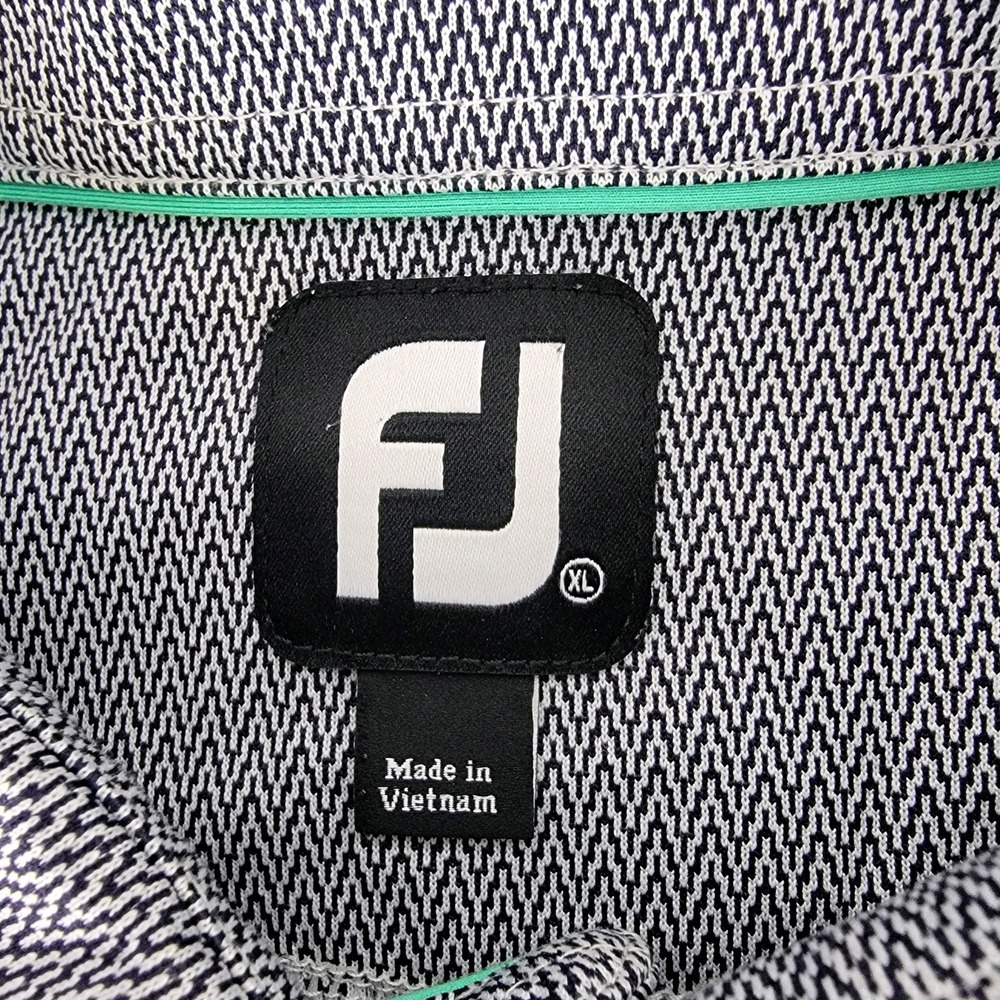 FootJoy FJ Golf Polo Men's XL Golf Logo Blue White Zig Zag All Over Pattern - Picture 3 of 9
